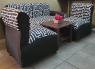 sala set black white fabric withcebter table