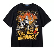 Futurama Bender T-Shirt Oversized Robot Kill All Humans Funny Cartoon Tee