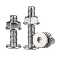 304 Stainless Steel CM Large Flat Head Hexagonal Bolt Ultra-thin Head C-head Screw Flat Head Screw F