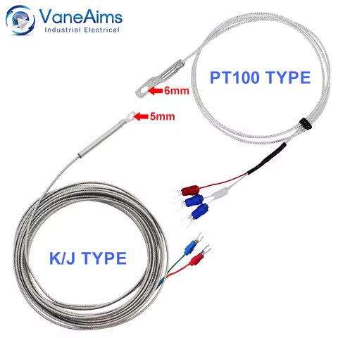 Hole Washer Thermocouple VaneAims Type K J PT100 Temperature Sensor 0.5/1/2/3M Braided Cable For Tem