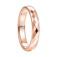 BONLAVIE 4mm Width Tungsten Carbide Ring Hammered Finish Rose Gold Color Wedding Band for Women Engagement Jewelry