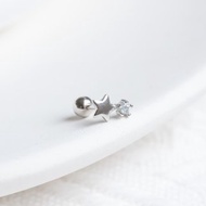 藍托帕石925純銀星星轉珠耳環