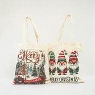 Merry Christmas Canvas Tote Bag Canvas Christmas Tote Bag Canvas