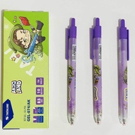 Box of 10 Purple Ink Gel Pens GEL-074/AK Thien Long 0.5mm nib with Akooland Tahi character