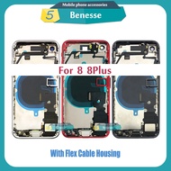 Full Back Housing for IPhone 8 8G 8Plus Plus Middle Frame Chassis Battery Door Rear Cover Body with Flex Cable Parts Assembly