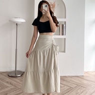 Davelline - ALUNA SKIRT - Rok Serut Linen Angel Berkualitas