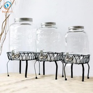 [Dovewill] 4L,5L,8L Glass Liquor Drinks Water Barrel Dispenser Iron Stand Party Pub Bar Drinks Wines