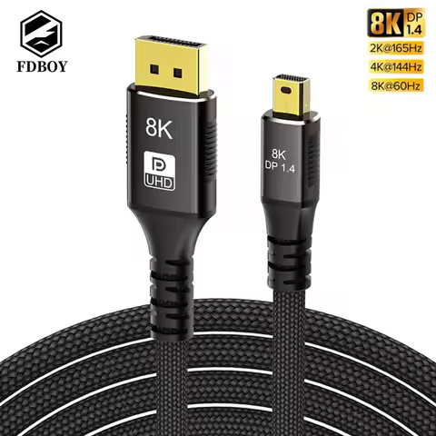Mini DisplayPort to DisplayPort Cable 6.6ft 2M Mini DP to DP Cable DP 1.4 8K@60hz 4K@144hz For MacBo