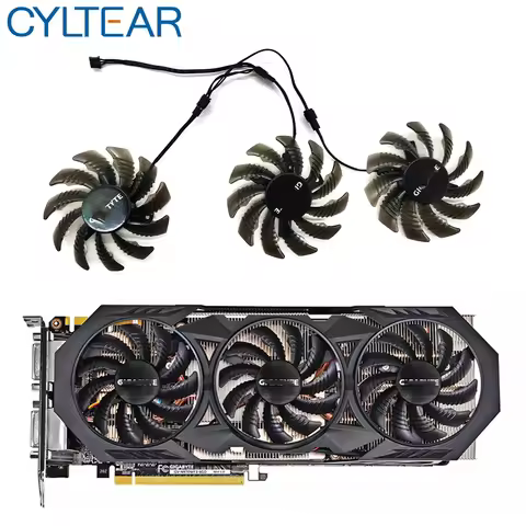 3pcs 3pin 75MM T128010SM PLD08010S12H GTX970 VGA GPU Cooler Fan For Gigabyte GTX 970 Windforce G1 Gr