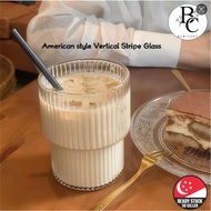 style Vertical Stripe Glass Cup ice latte cup 300ML