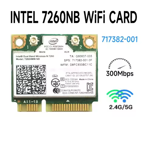 Wireless Wifi Card Dual Band Intel 7260 NB 7260HMW 7260NB Mini PCI-E 300Mbps 802.11N 2.4G / 5Ghz for