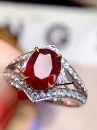AIGS無燒紅寶石戒指鴿血紅玻尿體紅寶石2.03克拉