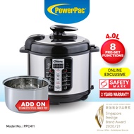 PowerPac Pressure Cooker Electric With Stainless Steel Pot 4L (PPC411)