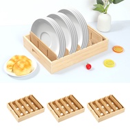 Lid Organizer Rack Bamboo Plate Organizer Divided Storage Box Removable Divider Plate Organizer Mult