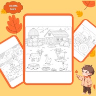 Set of 15/10 coloring pages, coloring pages for children of farms and farms, A4, A5 paper 160gsm thi