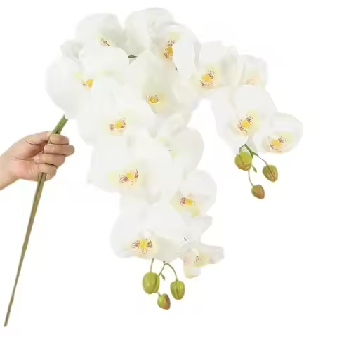 9 Head Butterfly Orchid Artificial Flowers Bouquet Latex Orchid Phalaenopsis DIY Vase Bouquet For We