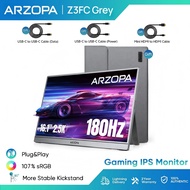 ARZOPA 16.1'' 180Hz Portable Monitor-Z3FC Gray, 107% sRGB 2.5K Kickstand Portable Monitor with HDR, 