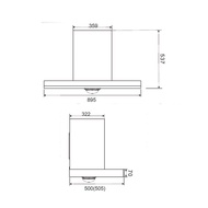 Robam A815 T Shape Chimney Hood 90cm + B276 2 Burner Gas Cooker Stove Hob 4.2kw