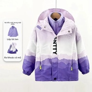 Bộ Áo Khoác Dày Lót Lông Cừu Ba Mảnh Cho Trẻ Em Áo Khoác Mùa Thu/đông Chống Gió Cho Bé Trai Và Bé Gá