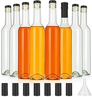 16oz Clear Glass Wine Bottles with Cork Lids and PVC Shrink Capsules, 500ml Capacity, Ideal for Wine