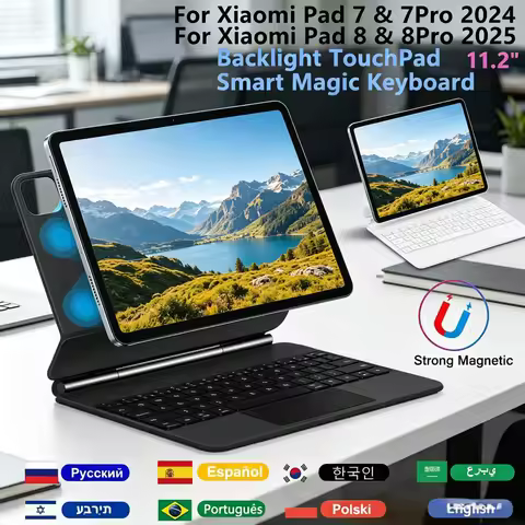 Wireless Bluetooth Smart Magic Keyboard Folio Case For Xiaomi Pad 7 Pad 7 Pro 11.2" 2024 Pad 8