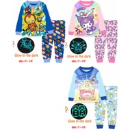 Local seller cuddle me 9-14 year old kids outing set / Kids pyjamas set glow in the dark