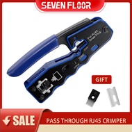 RJ45 Crimp Tool Pass Through Crimper Stripper Cutter for Cat6a Cat6 Cat5 8P8C Modular Connector Ethe