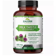 Zazzee Organic Milk Thistle 20,000 mg, 200 Capsules, Potent