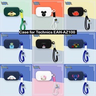 Compatible with Technics EAH-AZ100 Protective Case Nylon Lanyard Soft Cover Black Bear Pattern Shell