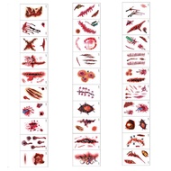 Scar Blood Tattoos Tato Luka Jahitan Tato Luka Memar Helloween Prank Terluka Jahitan Stiker Tato Tem
