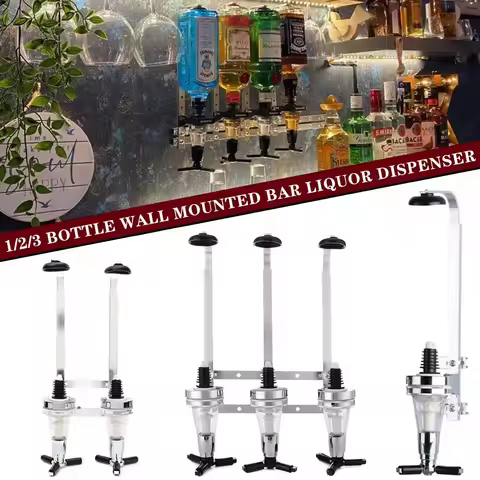Wall-Mounted 1/2/3 Bottle Liquor Dispenser Cocktail Alcohol Drink Bottle Wine Rack 1-3 Shot Bar Beve