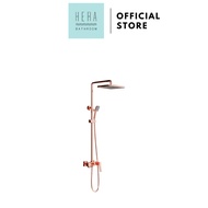HERA Rainshower System with Single-lever Shower Mixer Set 8303 Rose Gold | Square Rain Shower Head