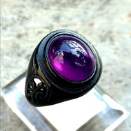UNGU HITAM Black Ring Genuine Amethyst Purple Amethyst Crystal Code136