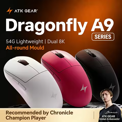ATK Dragonfly A9 Pro Max Lightweight Wireless Mouse Tri-Model PAW3950Ultra 42000DPI 750IPS 8KHz RGB 