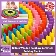 【The Toy House】⚡Ready Stock⭐Kids Wooden Rainbow Colour Dominoes Blocks 120pcs Early Learning Toys Mo