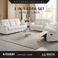 [FREE Shipping & FREE Installation] KitchenZ 3 IN 1 Sofa Set Easy Clean Fabric Recliner with 2/3 Sea