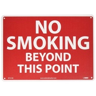 MAB NO SMOKING BEYOND THIS POINT Sign  in x  in White Text on Red Base Aluminum Security Sign