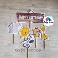 Cake Topper Happy Birthday / Cake Topper Animal / Hiaaan kue