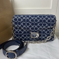 C0A ** Original Label 1: 1 Ladies Classic Logo Shoulder Bag 2025 New Style Chambray Zipper Sandwich 