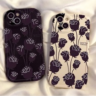 Full Screen Black Flowers Silicone Phone Case Suitable For iPhone 11 12 13 14 15 plus Pro max x xr xs max 7 8 6s plus