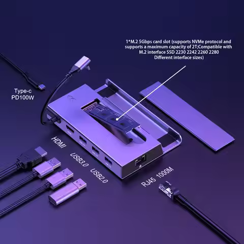 7 in 1 USB C Hub for Nintendo Switch Dock SSD 4K 60Hz HD Support SATA NVMe M.2 Steam Deck Ayaneo Acc