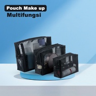 Women's Makeup Pouch Multifunctional Mesh Fabric Travel Cosmetic Pouch Mesh Pouch - BK 6034