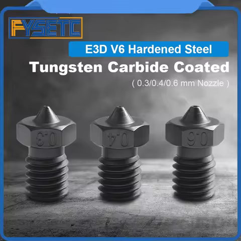 FYSETC E3D V6 Hardened Steel Tungsten Carbide Coated Nozzles High Temperature Resistance and High Qu
