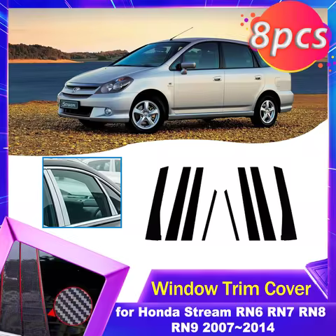Car Door Window Trim Cover for Honda Stream RN6 RN7 RN8 RN9 2007~2014 Carbon Fiber Chrome Sticker Pi