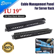 1U 19" Inch 24-Port Server Rack Cable Management Panel c/w Cover (24 Wiring Duct)