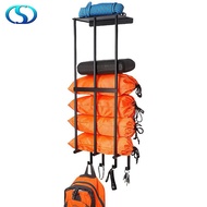 Toilet Garage Rack Wall-Mounted Metal Beach Chair Storage Rack Wall Camping Bath Towel Rack with Hoo