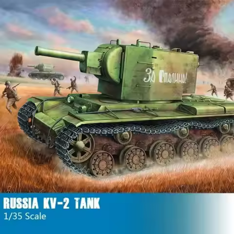 Trumpeter 00312 1:35 Scale Tank Model Russian KV-2 Assembly Tank Model Building Kits DIY Tank Collec
