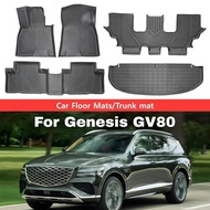 yyyCar Floor Mats for Genesis GV80 Seven-Seats 2020-2025 Fuel Model TPE Trunk Pad Backrest Mat Cargo