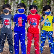 JE // PO Boy Clothing Set Hero Pattern Short Sleeve Spider Batman For Kids 1-8 Years