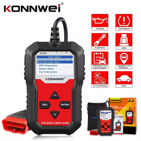 KONNWEI KW360 OBD2 Scanner For Ben Mercedes Full System Diagnostic Tool For C300 W204 W205 W211 ABS 